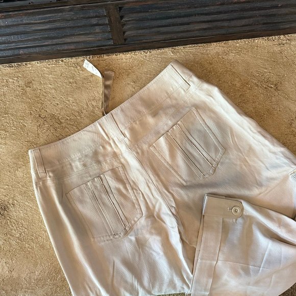 WHBM silky cargo pants with ribbon/satin trim NWOT - Picture 5 of 11